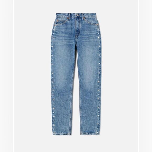 Re/Done NWT Women’s Size 29 Straight Leg Blue 70’s Jeans Studs Moonstruck $495 - Picture 16 of 16